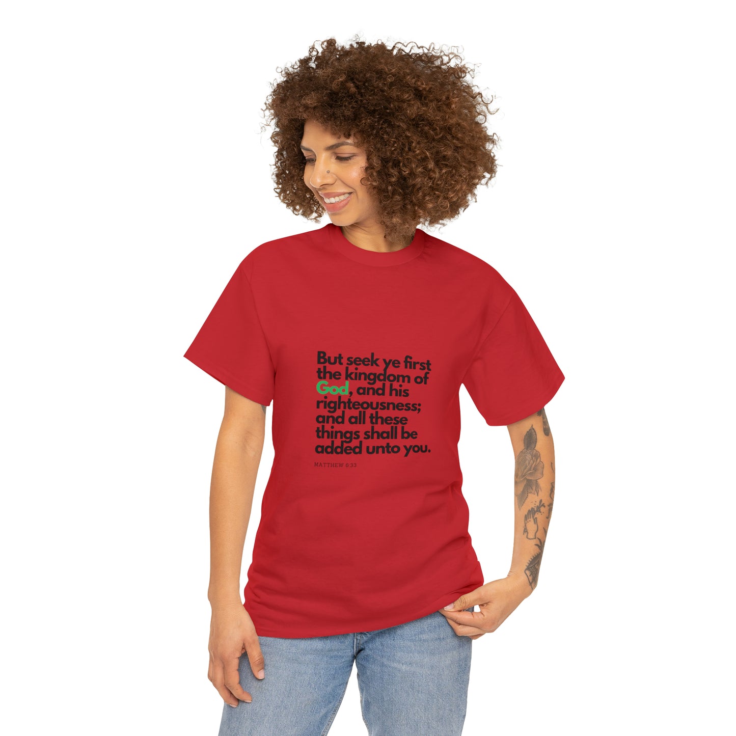Inspirational Christian T-shirt - "Seek Ye First the Kingdom of God" - The Bargin Chic Retail Store