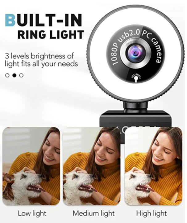 1080P Streaming Webcam with Ring Light, Microphone and Privacy Cover - The Bargin Chic Retail Store