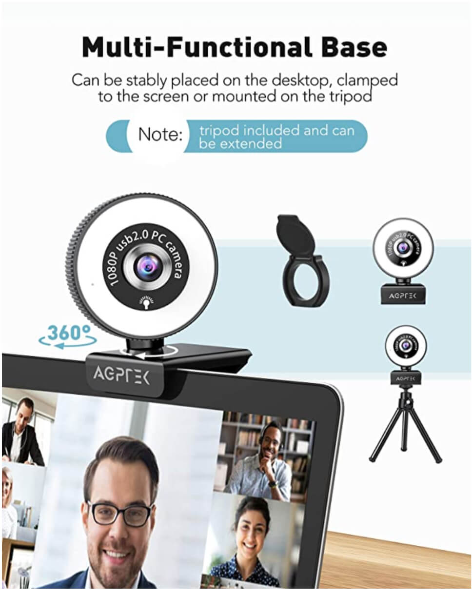 1080P Streaming Webcam with Ring Light, Microphone and Privacy Cover - The Bargin Chic Retail Store