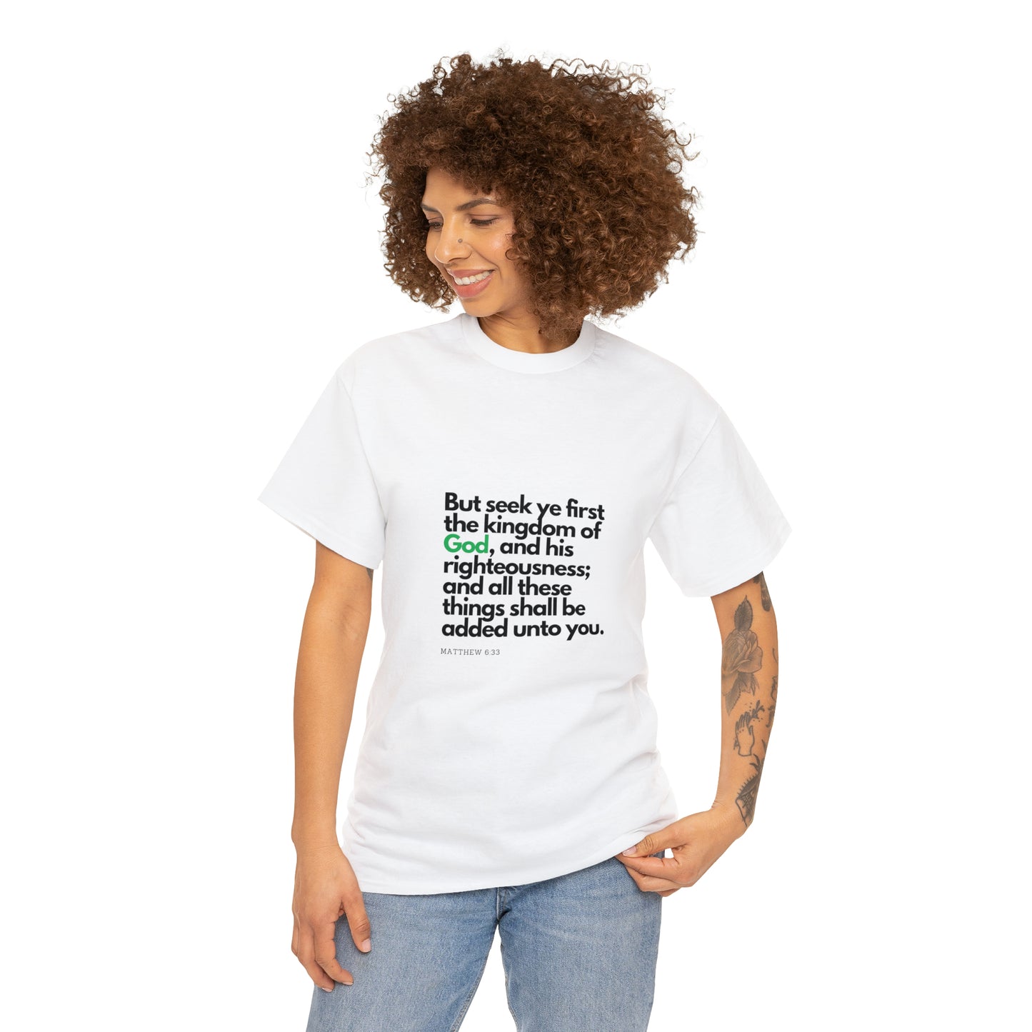 Inspirational Christian T-shirt - "Seek Ye First the Kingdom of God" - The Bargin Chic Retail Store