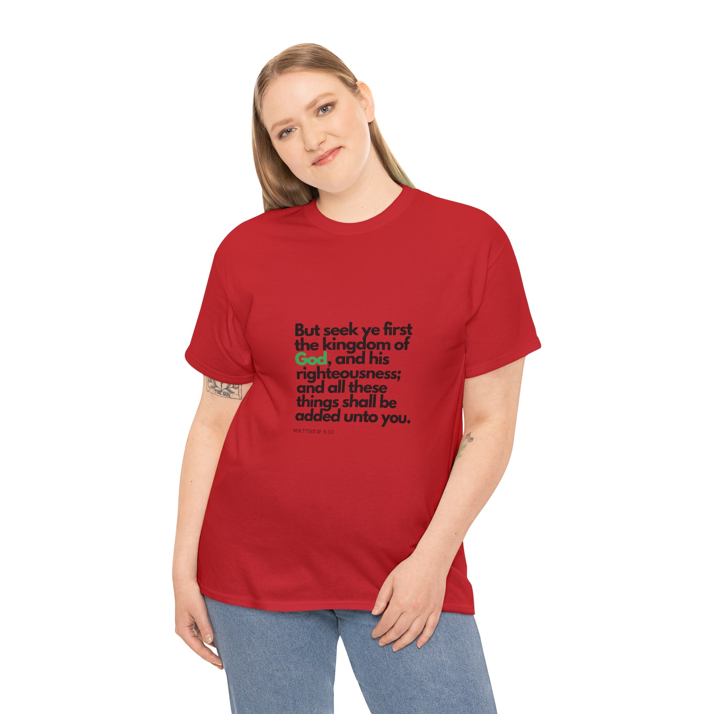 Inspirational Christian T-shirt - "Seek Ye First the Kingdom of God" - The Bargin Chic Retail Store