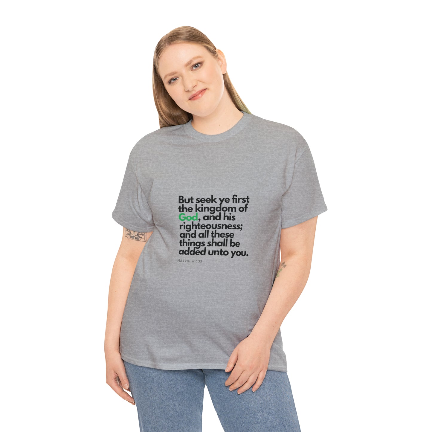 Inspirational Christian T-shirt - "Seek Ye First the Kingdom of God" - The Bargin Chic Retail Store