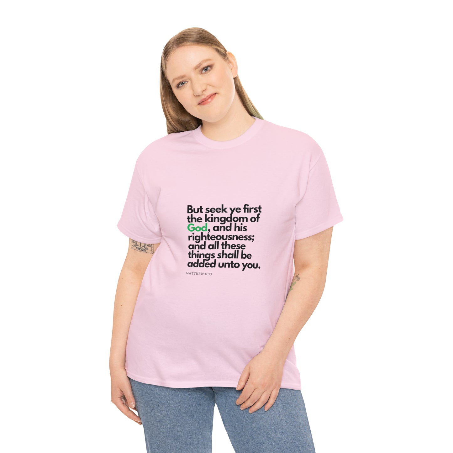 Inspirational Christian T-shirt - "Seek Ye First the Kingdom of God" - The Bargin Chic Retail Store