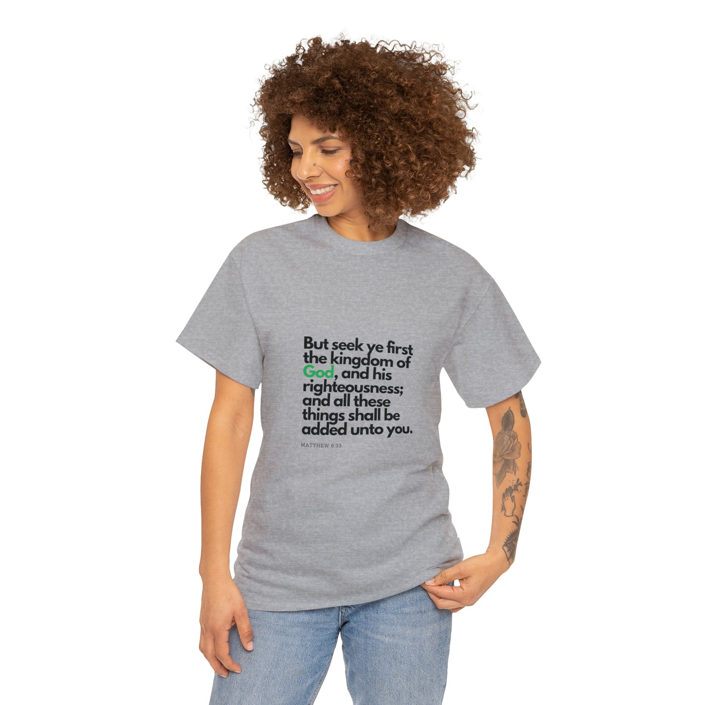 Inspirational Christian T-shirt - "Seek Ye First the Kingdom of God" - The Bargin Chic Retail Store