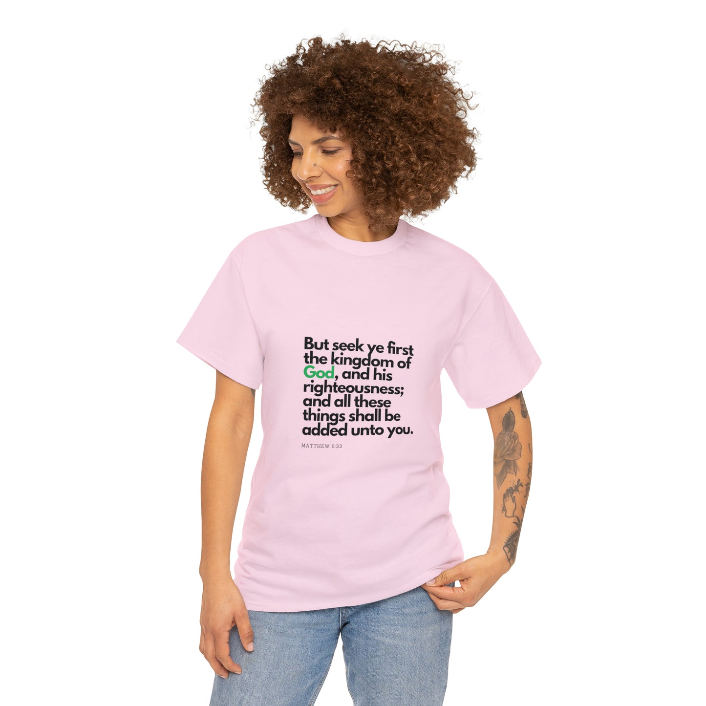 Inspirational Christian T-shirt - "Seek Ye First the Kingdom of God" - The Bargin Chic Retail Store