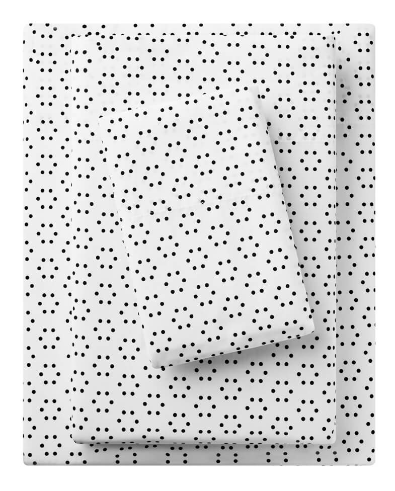 3-Piece 300 Thread-Count Black Dot in Floral Pattern Sheet Set - The Bargin Chic Retail Store