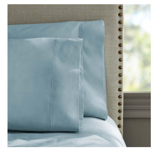 300 Thread Count 100% Cotton Wrinkle Resistant King Pillowcase Set of 2, Blue Chalk - The Bargin Chic Retail Store