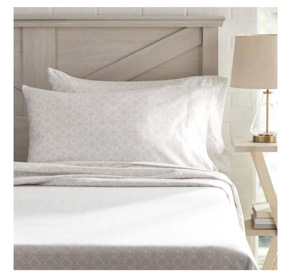 400 Thread Count Hygro Cotton Performance Pillowcases - Standard/Queen - Set Of 1 Pair Medallion Ivory - The Bargin Chic Retail Store