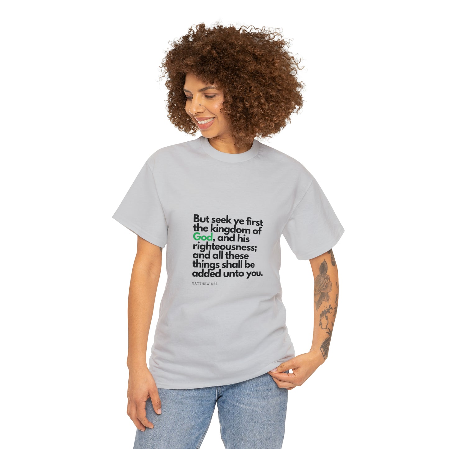 Inspirational Christian T-shirt - "Seek Ye First the Kingdom of God" - The Bargin Chic Retail Store