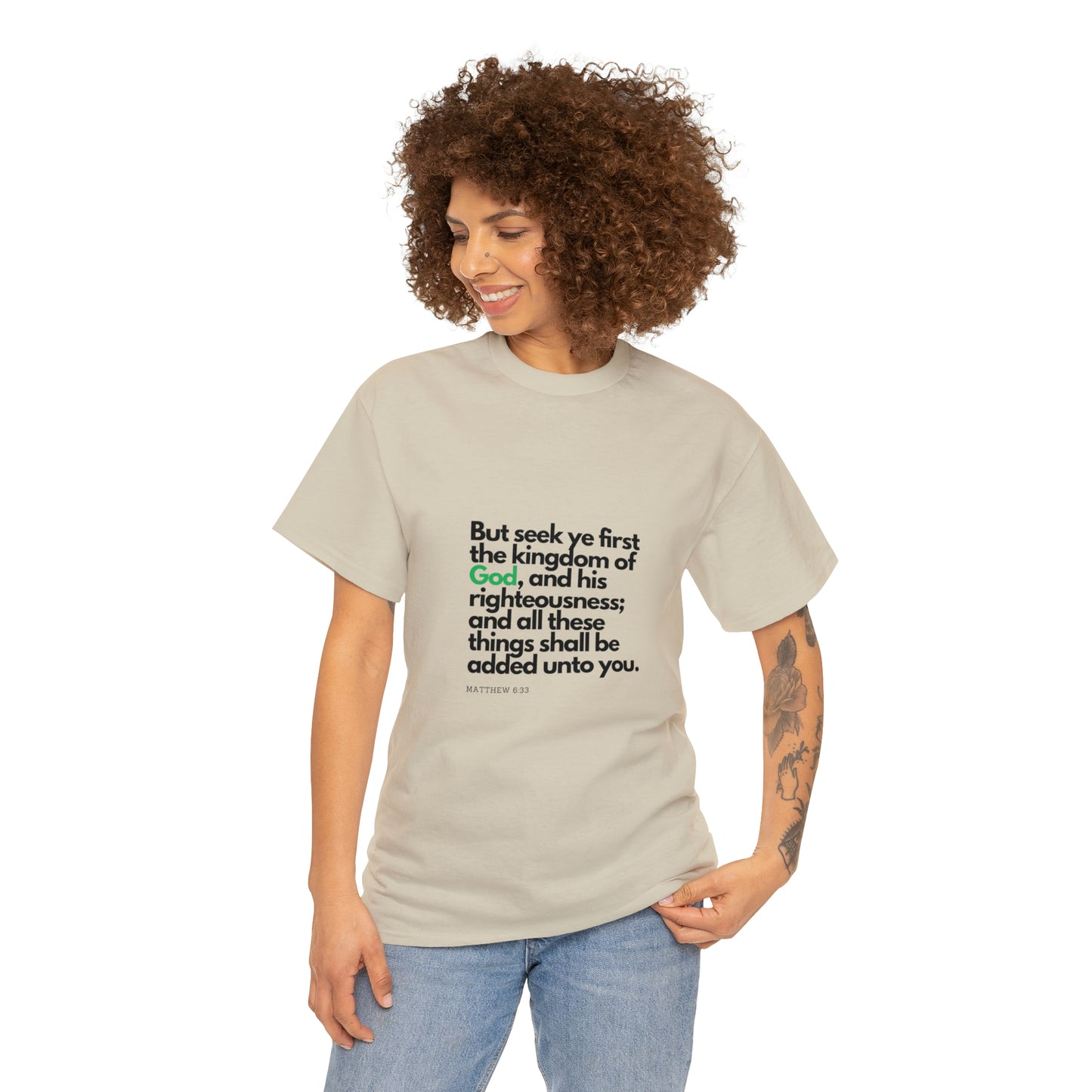 Inspirational Christian T-shirt - "Seek Ye First the Kingdom of God" - The Bargin Chic Retail Store