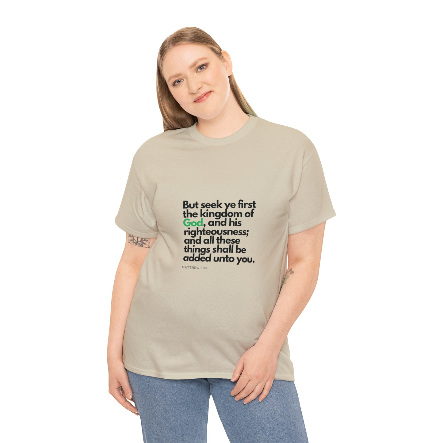 Inspirational Christian T-shirt - "Seek Ye First the Kingdom of God" - The Bargin Chic Retail Store