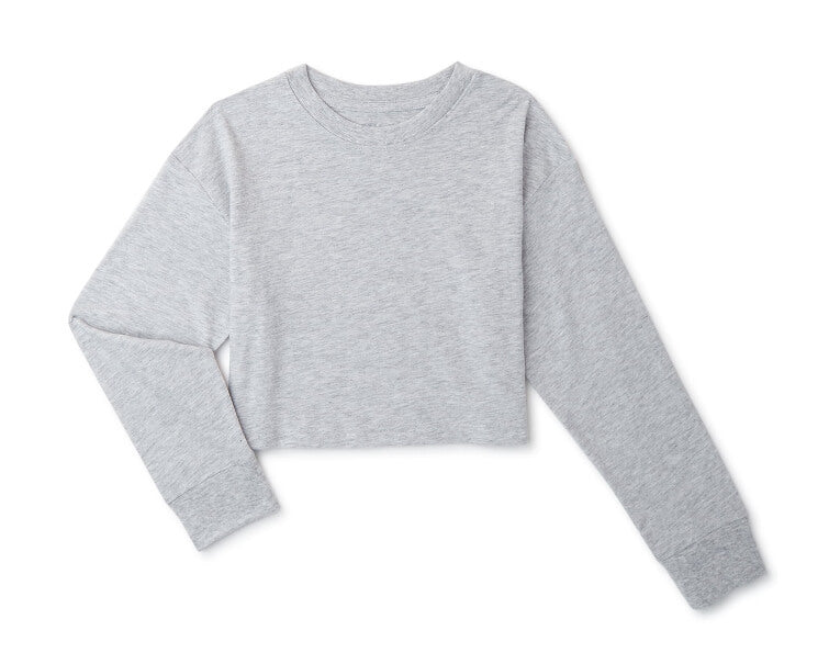 Athletic Works Girls Cropped Graphic T-Shirt with Long Sleeves - The Bargin Chic Retail Store