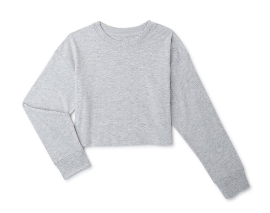 Athletic Works Girls Cropped Graphic T-Shirt with Long Sleeves - The Bargin Chic Retail Store