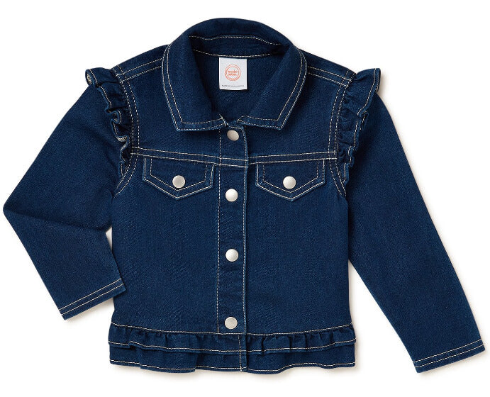 Baby Girls' Knit Ruffle Denim Jacket - The Bargin Chic Retail Store