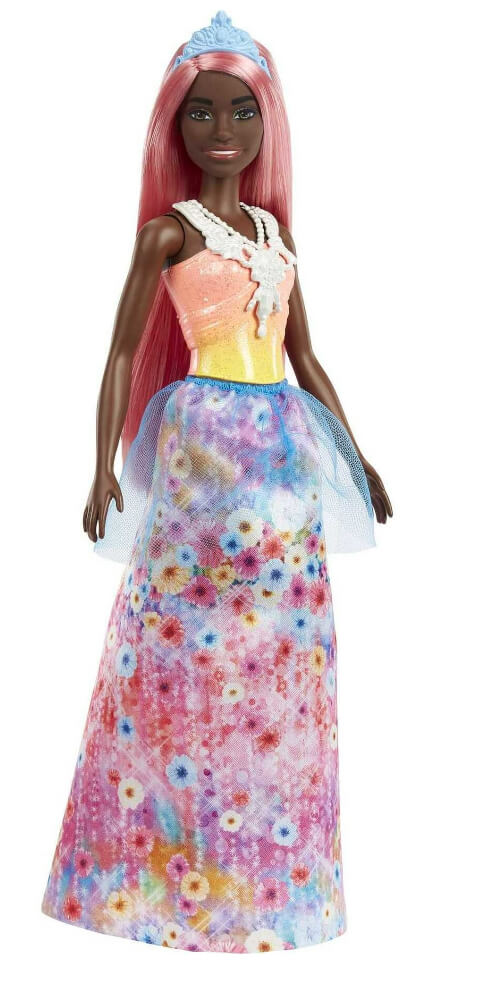 Barbie Dreamtopia Doll & Accessories, Curvy Body, Light Pink Hair, Floral Skirt, Necklace - The Bargin Chic Retail Store