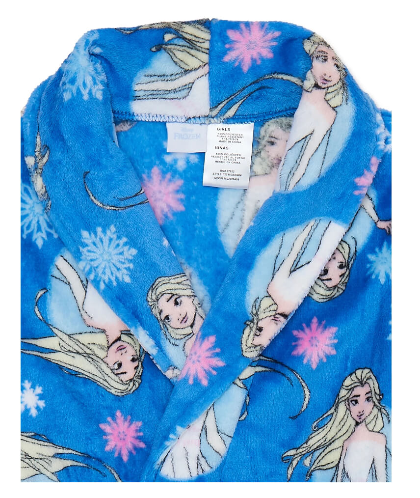 Disney Frozen Girls’ Plush Robe – Cozy Shawl Collar with Allover Frozen Print