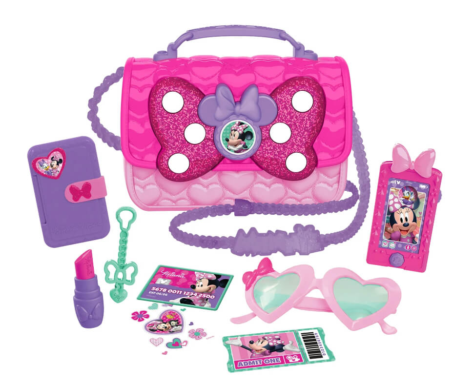 Disney Junior Minnie Mouse Bowfabulous Bag Set – Pretend Play Purse with Accessories & Lights