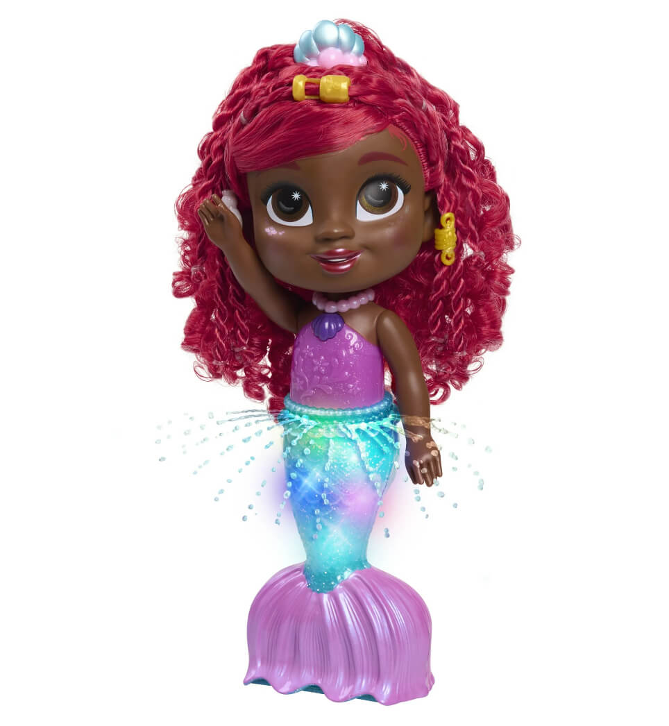 Disney Junior Splash & Glow Ariel Doll – Light-Up Bath Toy with Music, Phrases & Hair Accessories