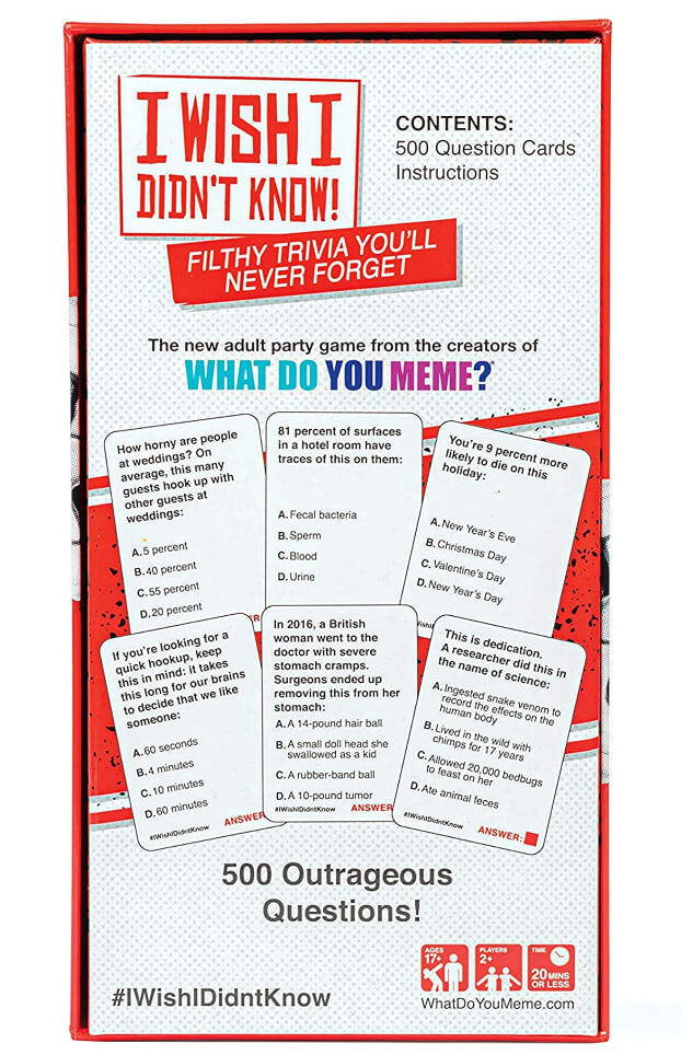 I Wish I Didn't Know! The Filthy Trivia Adult Party Game by What Do You Meme? - The Bargin Chic Retail Store
