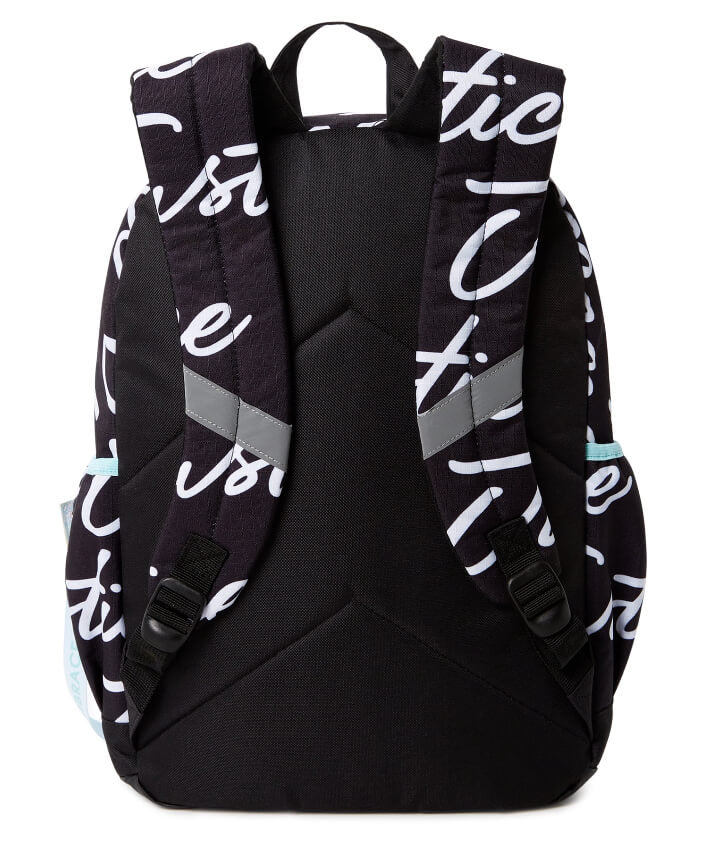 Justice Girls 17" Laptop Backpack 2-Piece Ripstop Lanyard Set Black Blue All Over Print - The Bargin Chic Retail Store
