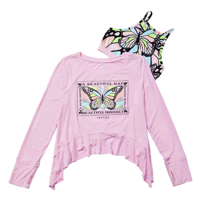 Justice Girls Collection X Long Sleeve 2-Fer Swing T-Shirt - The Bargin Chic Retail Store