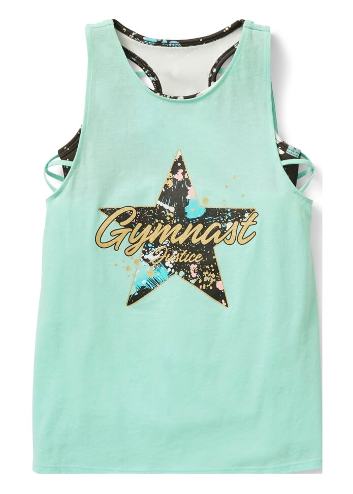 Justice Girls Fashion Gymnastics Tank with Built in Sports Bra, Sizes S-XL - The Bargin Chic Retail Store