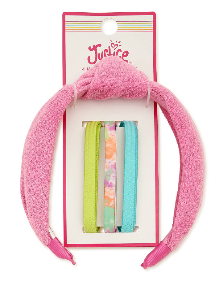 Justice Girls Terry Knit Headband and Hair Elastic Set, 4 Pack - The Bargin Chic Retail Store