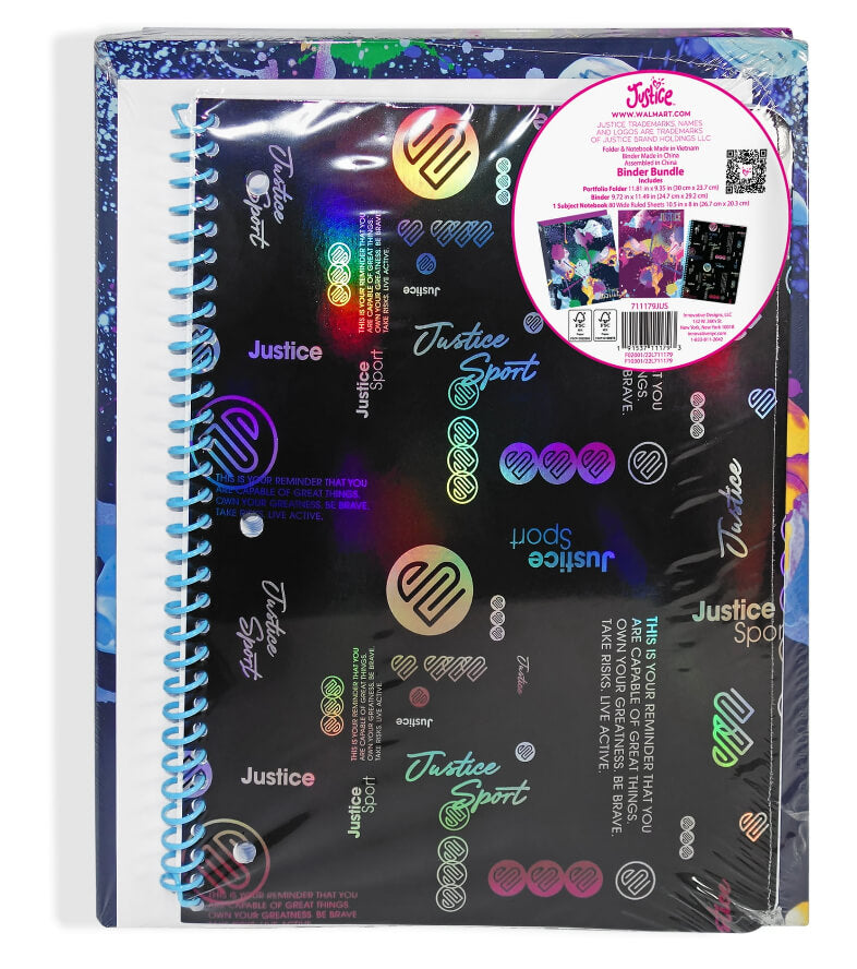 Justice J Sport Binder Bundle, 1" Binder, Notebook, Paper Pocket Folder - The Bargin Chic Retail Store