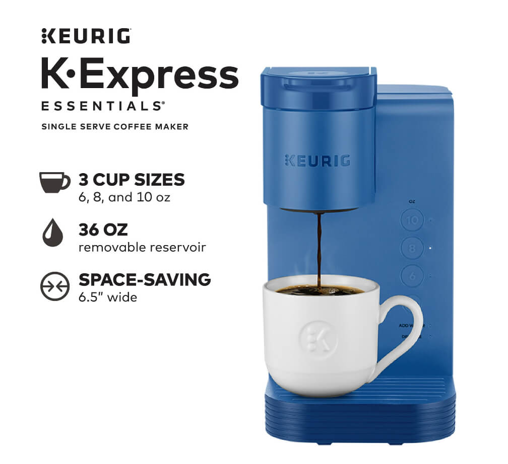 Keurig K-Express Essentials Pacific Blue Single-Serve K-Cup Pod Coffee Maker - The Bargin Chic Retail Store