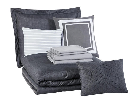 Mainstays 10-Piece Bed in a Bag Comforter Set – Complete Bedding Ensemble, Soft Polyester, Machine Washable