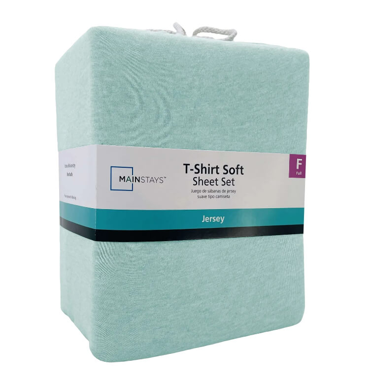 Mainstays Cotton Rich Jersey Bed Sheet Set – Extra Soft, Classic Mint