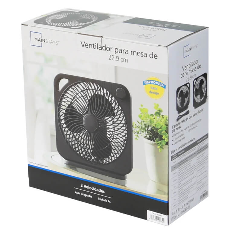 Mainstays New Style 9 inch Box Indoor Comfort Personal AC Electric Fan, 3 Speeds - The Bargin Chic Retail Store