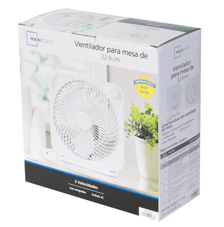 Mainstays New Style 9 inch Box Indoor Comfort Personal AC Electric Fan, 3 Speeds - The Bargin Chic Retail Store