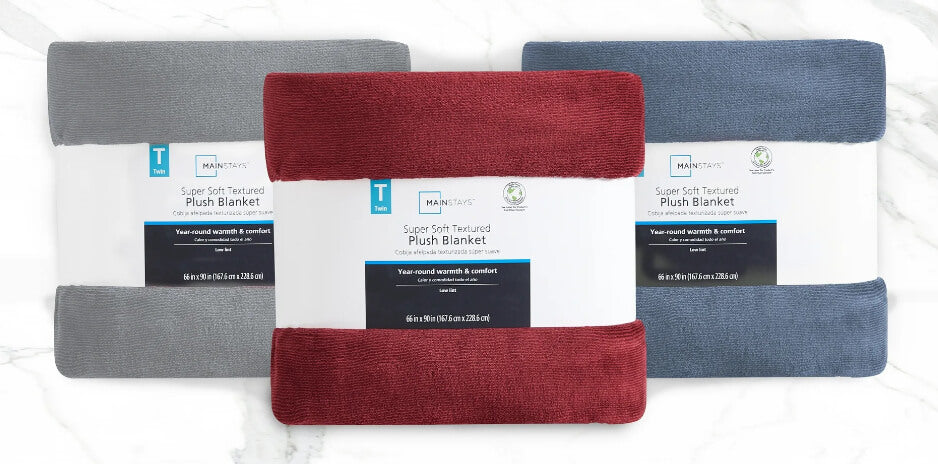 Mainstays Red Super Soft Textured Plush Blanket – Twin Size, Cozy Polyester, Machine Washable