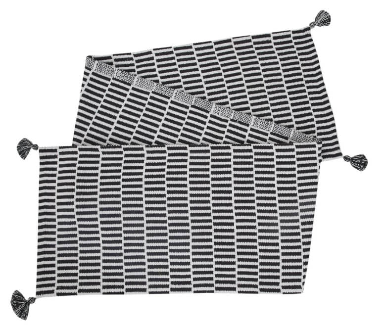 Mainstays Woven Stripe Table Runner, 14" x 72", Black and White - The Bargin Chic Retail Store