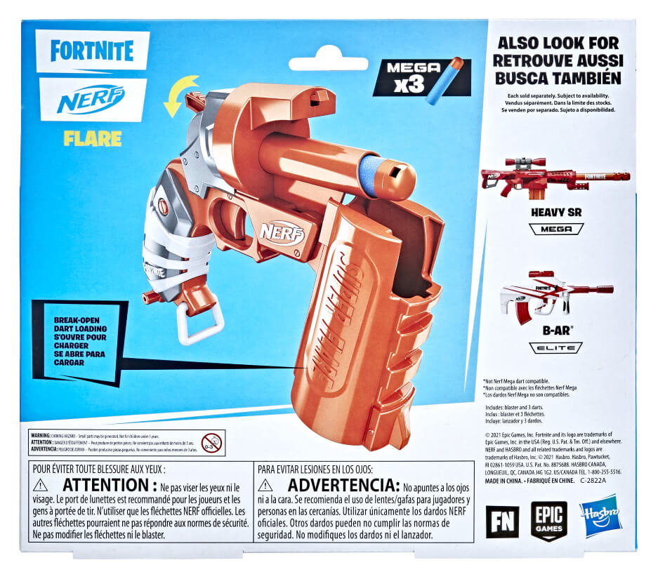 Nerf Fortnite Flare Dart Blaster, Includes 3 Nerf Mega Darts - The Bargin Chic Retail Store