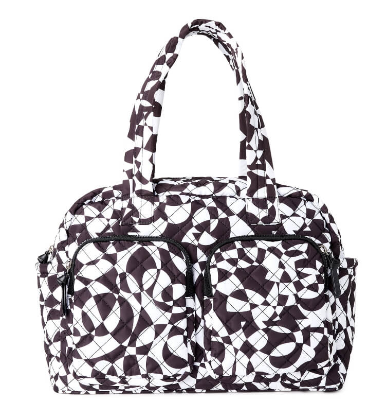 No Boundaries Women's Double Pocket Weekender Black White Kaleidoscopic - The Bargin Chic Retail Store