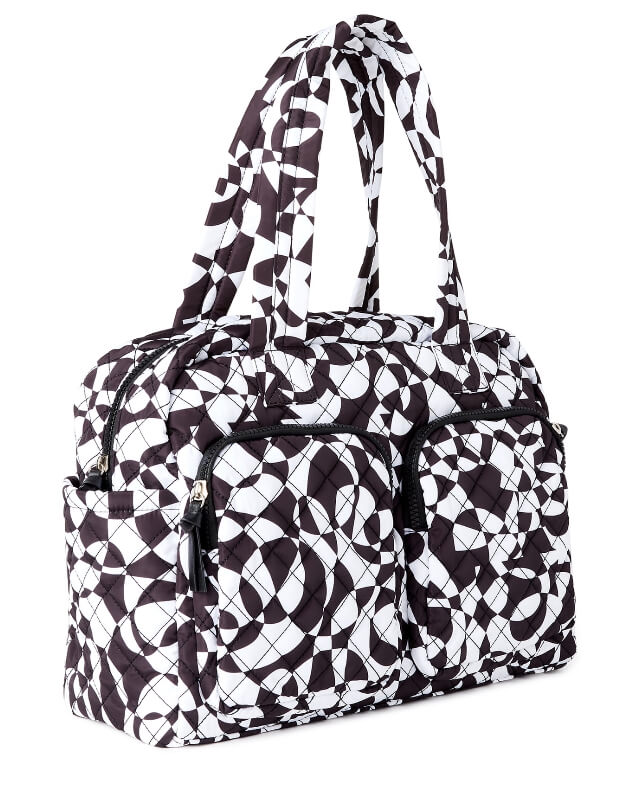 No Boundaries Women's Double Pocket Weekender Black White Kaleidoscopic - The Bargin Chic Retail Store
