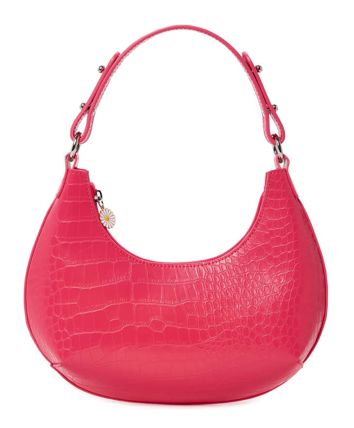 No Boundaries Women’s Joyful Expression Shoulder Bag Racy Pink Crocodile - The Bargin Chic Retail Store