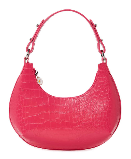 No Boundaries Women’s Joyful Expression Shoulder Bag Racy Pink Crocodile - The Bargin Chic Retail Store