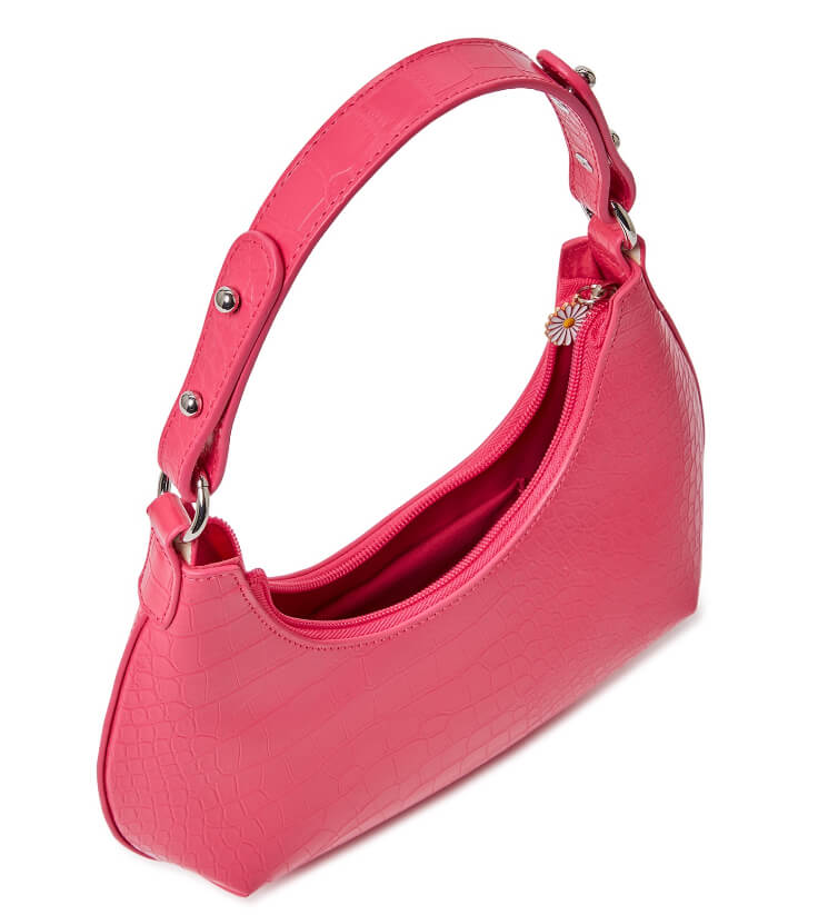 No Boundaries Women’s Joyful Expression Shoulder Bag Racy Pink Crocodile - The Bargin Chic Retail Store