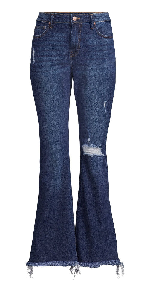 No Boundaries Women's Juniors Flare Jean - Dark Washed - The Bargin Chic Retail Store