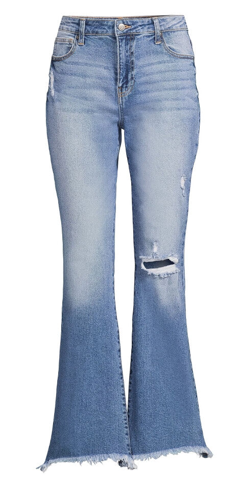 No Boundaries Women's Juniors Flare Jean - Light Washed - The Bargin Chic Retail Store