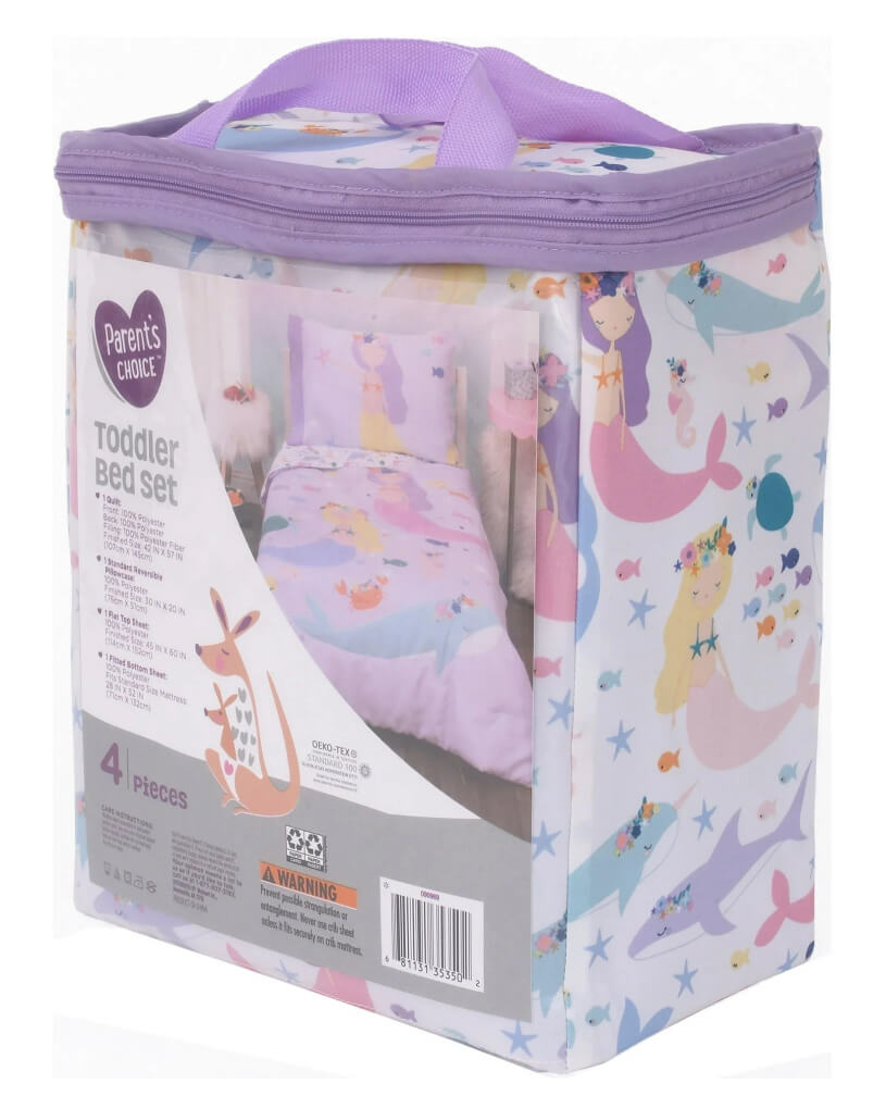 Parent's Choice 4-Piece Toddler Bedding Set, Purple, Mermaids - The Bargin Chic Retail Store