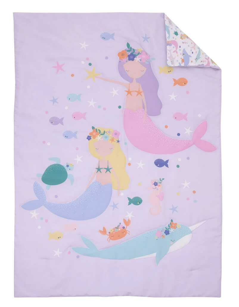 Parent's Choice 4-Piece Toddler Bedding Set, Purple, Mermaids - The Bargin Chic Retail Store
