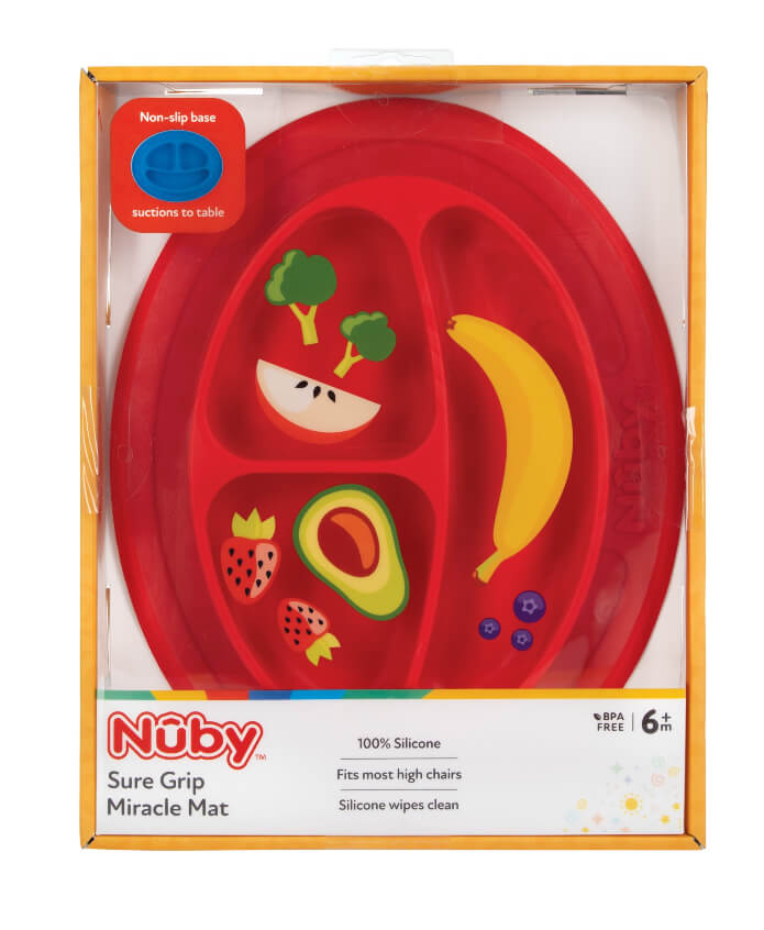 Red Silicone Suction Plate for Babies & Toddlers – 3-Section Design, Non-Slip Base, BPA-Free