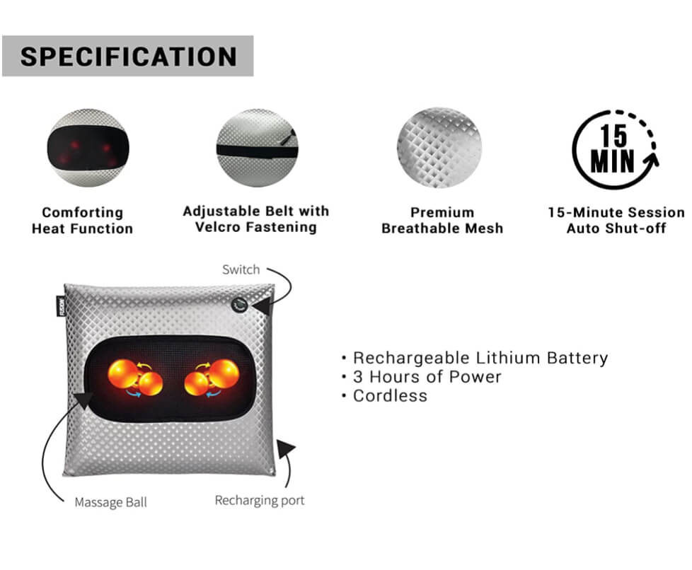 Shiatsu Back and Neck Massager with Heat - Wireless Massage Pillow with Deep Tissue Kneading - The Bargin Chic Retail Store