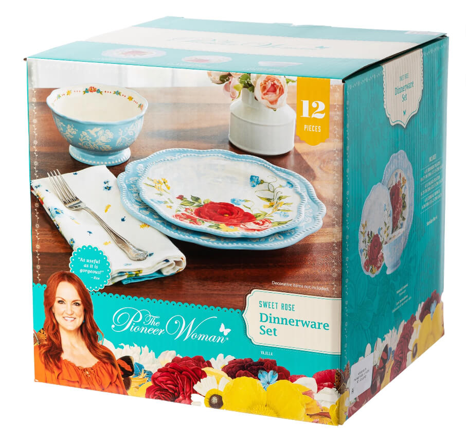 The Pioneer Woman 12-Piece Stoneware Dinnerware Set – Floral Design, Dishwasher Safe, Country Charm