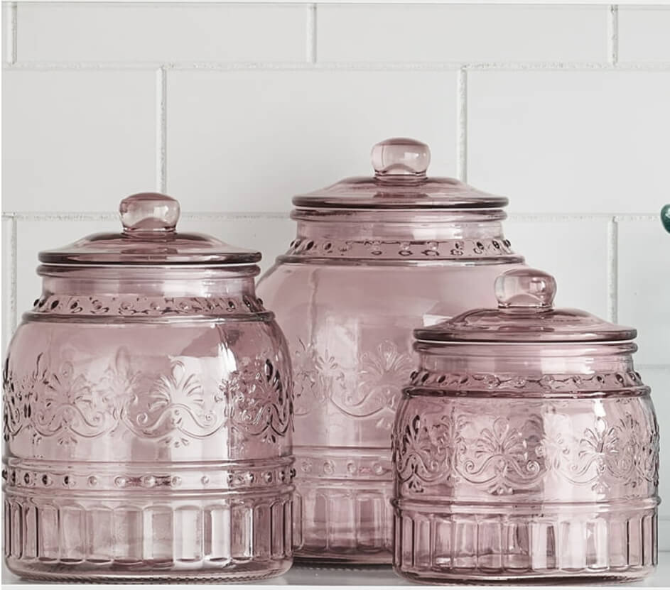 The Pioneer Woman Cassie Glass Canister 3 Pc Set - The Bargin Chic Retail Store