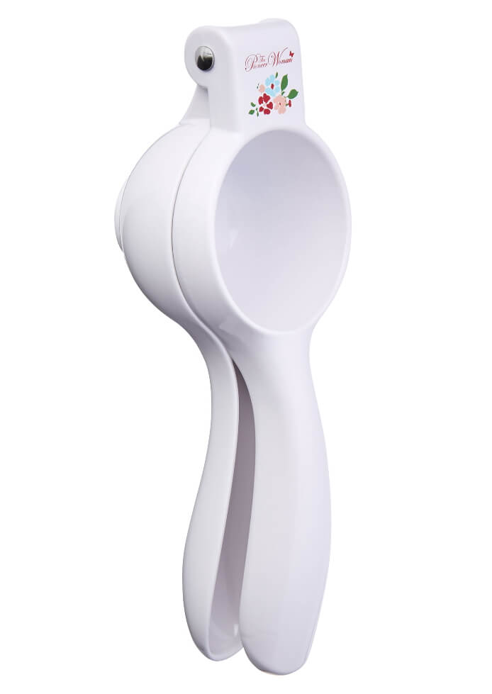 The Pioneer Woman Garden Party Handheld Cast Citrus Fruit Press Juicer with Filter, White - The Bargin Chic Retail Store